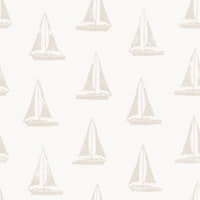 Sailboats Block Print - Beige behang