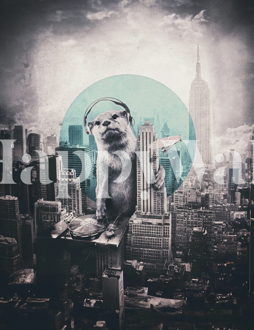 DJ Otter wallpaper in a modern room