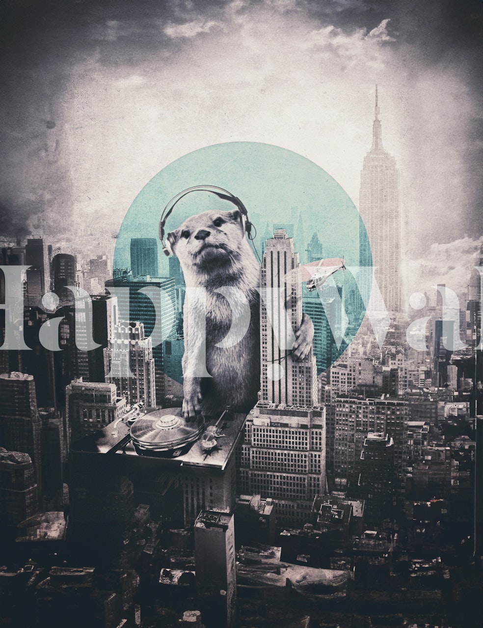 DJ Otter Tapete in einem modernen Zimmer