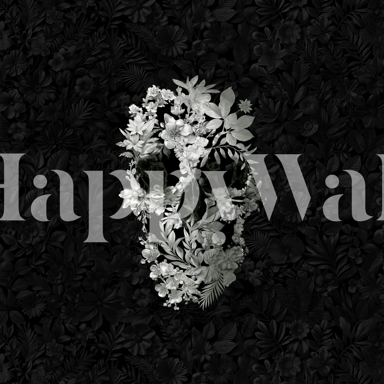 Chrome Flower Skull wallpaper in a room