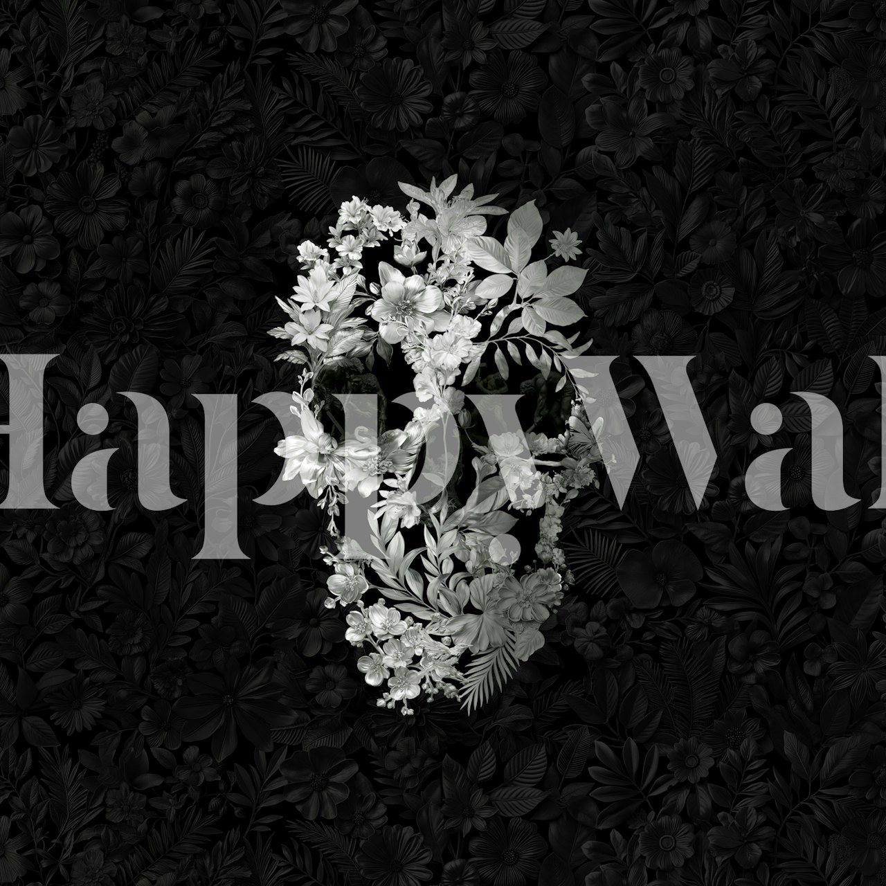 Carta da parati Chrome Flower Skull in una stanza