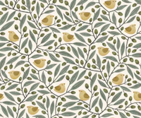 birds on olive branches - earthy wallpaper