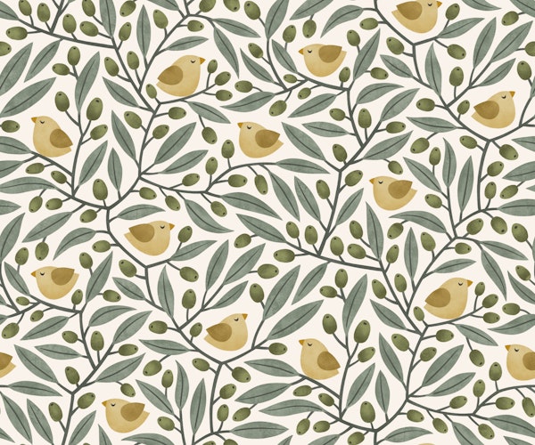 birds on olive branches - earthy