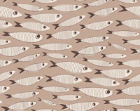 Costal Sardines - Neutral Taupe Kitchen tapet