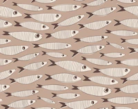 Costal Sardines - Neutral Taupe Kitchen wallpaper