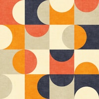 Bauhaus Circle Abstract in tangerine - medium tapetit