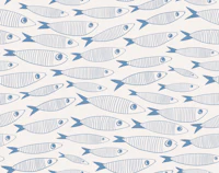Scandi Sardines Blue & White Coastal Kitchen tapet