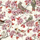 Birds and cherry blossom on ivory