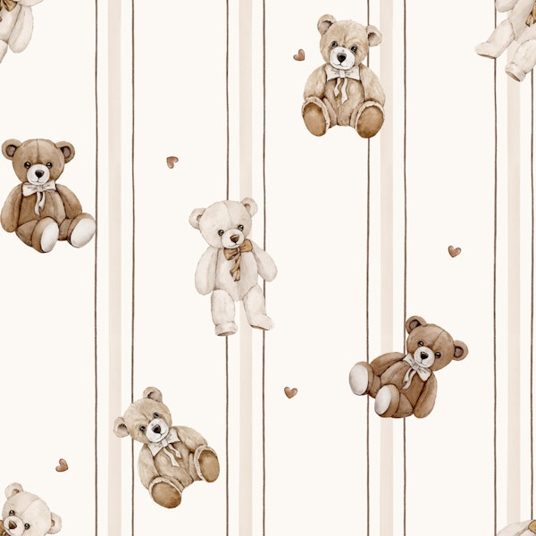 Cute teddy bear - stripes - cream