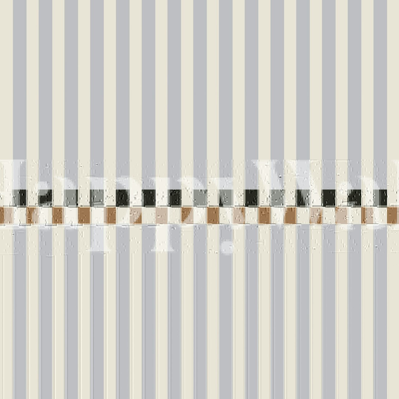 Soft blue gray cabana stripes wallpaper in room