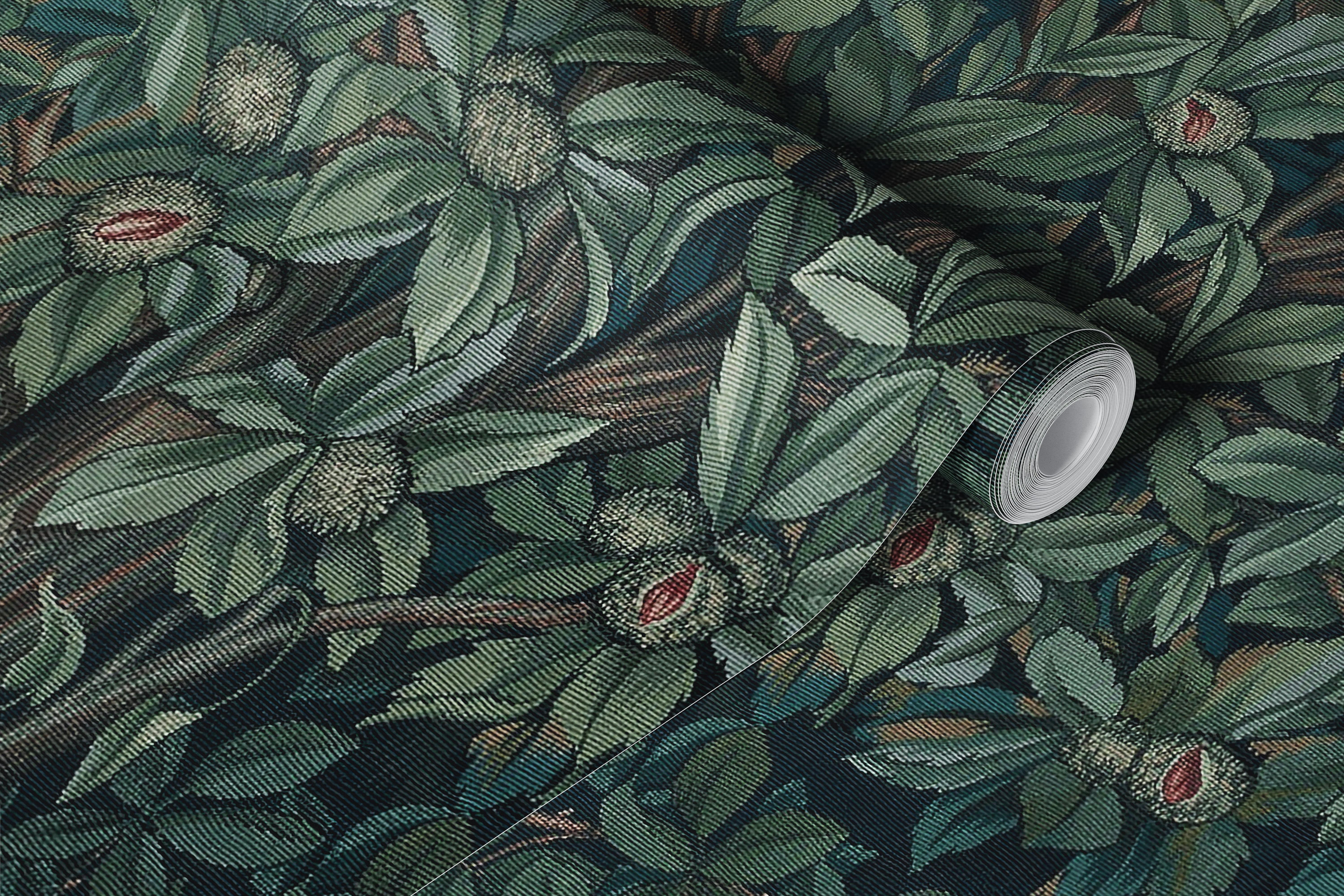 Victorian Greenery Tapestry with animals in a room