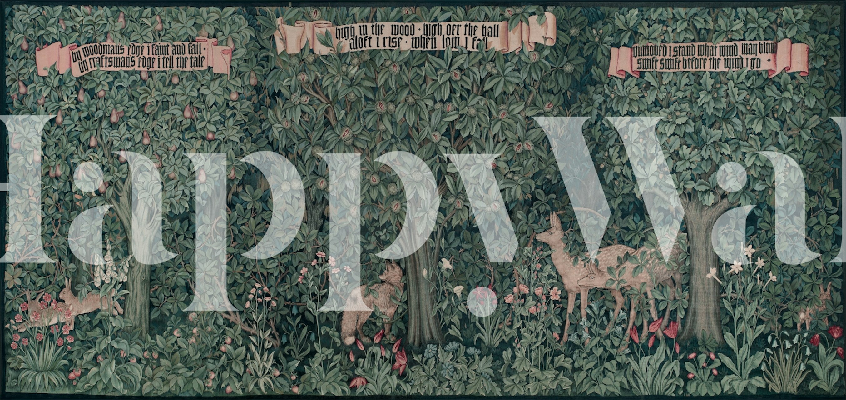 Victorian Greenery Tapestry with animals in a room