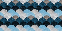 Art Deco Modern Fan Leaves Teal Navy Blue tapety