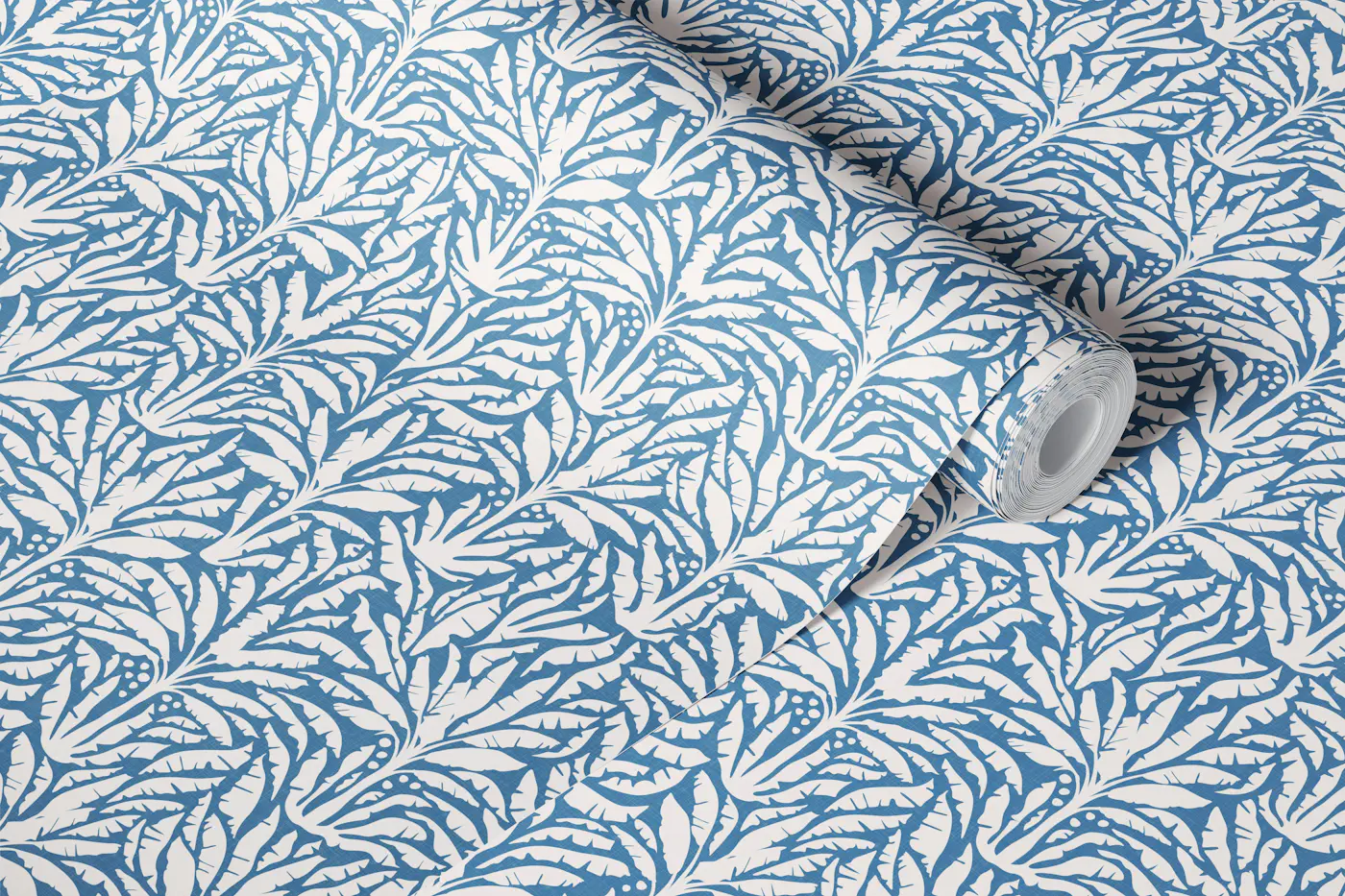 Palm Trees on Vintage Blue WP wallpaper roll