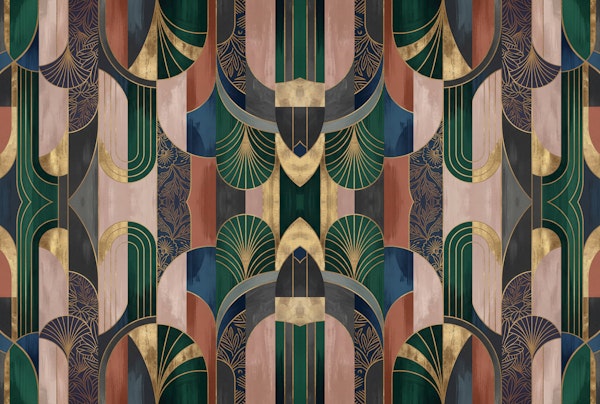 Art Deco Emerald Gold Arches