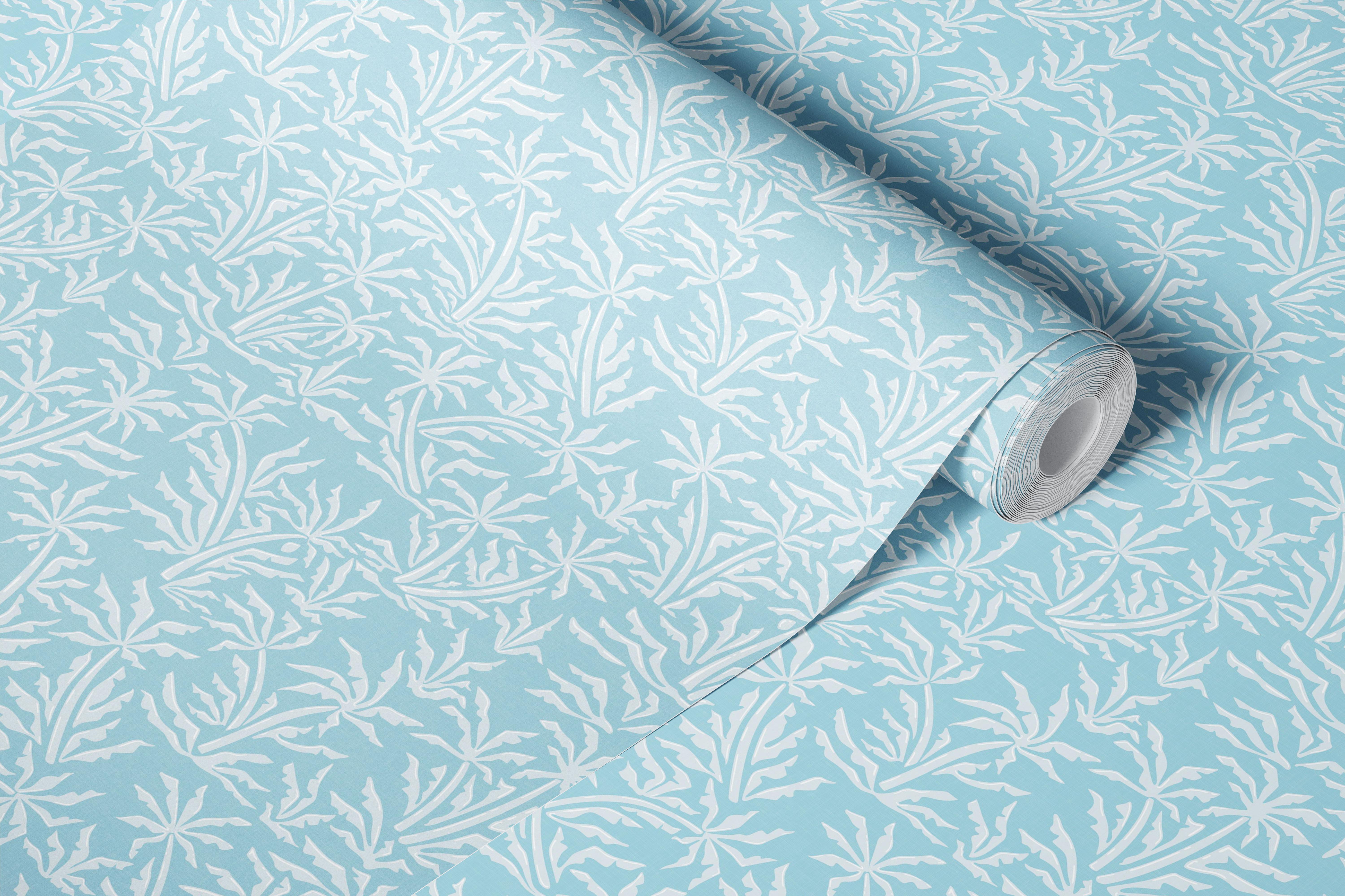 Retro Tropicana Light Blue wallpaper in a room