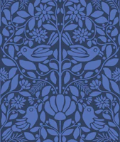 Blue Birds In A Folk Art Pattern wallpaper