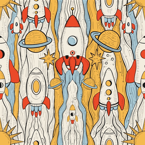 Retro Space Rockets & Planets