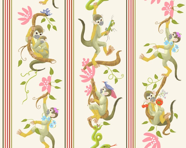 Cute Monkey Family in Tree Branches