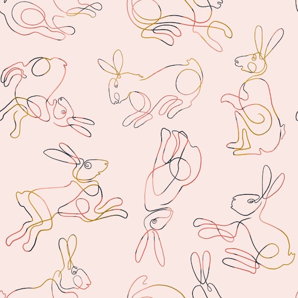 Pastel Pink Bunny Doodles