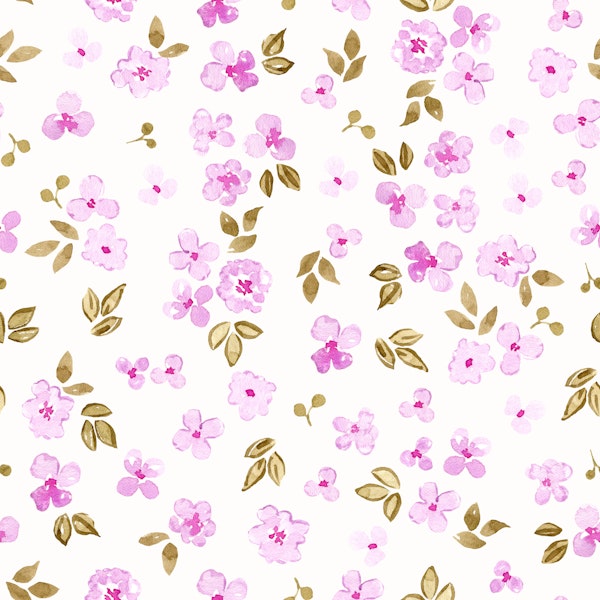 Soft Pink Watercolor Meadow Pattern