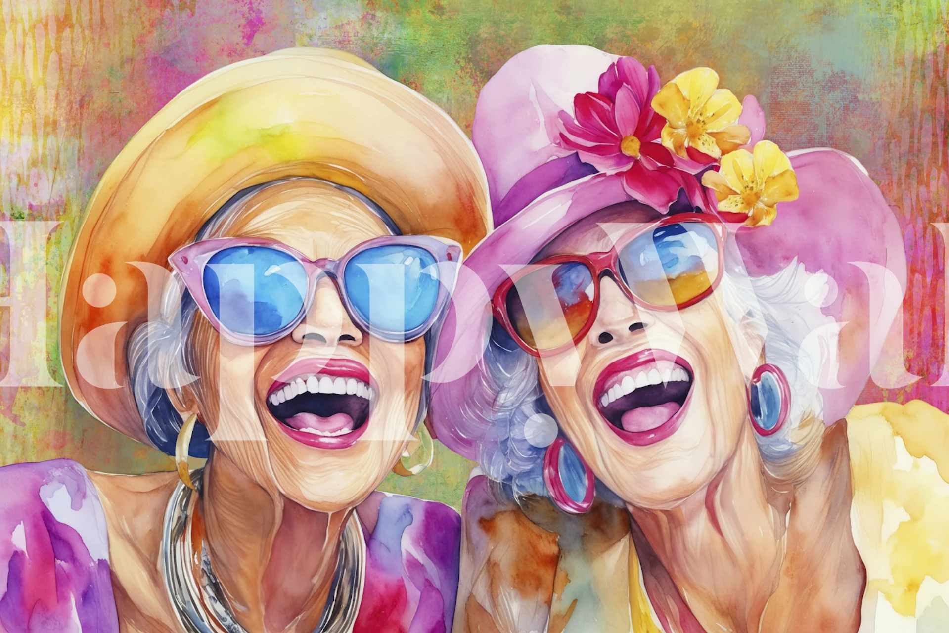 Vibrant wallpaper featuring joyful girlfriends