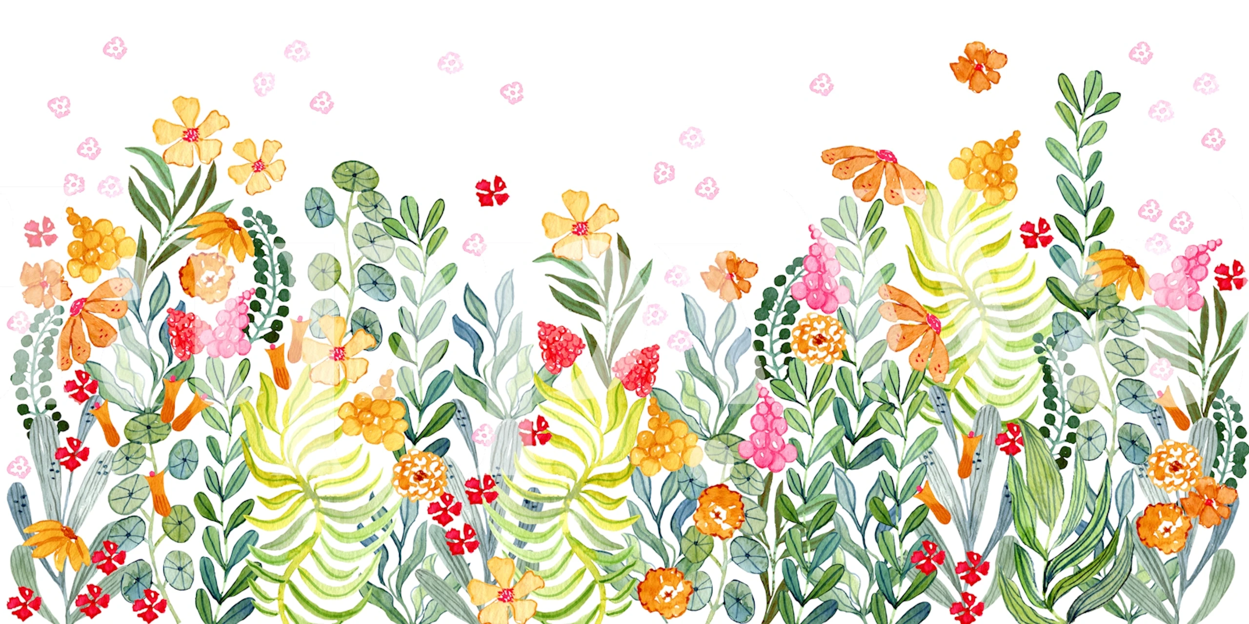 Whimsical Watercolor Garden wallpaper in a room