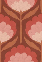 Retro Geometric Flowers Earthy Red Terracotta wallpaper