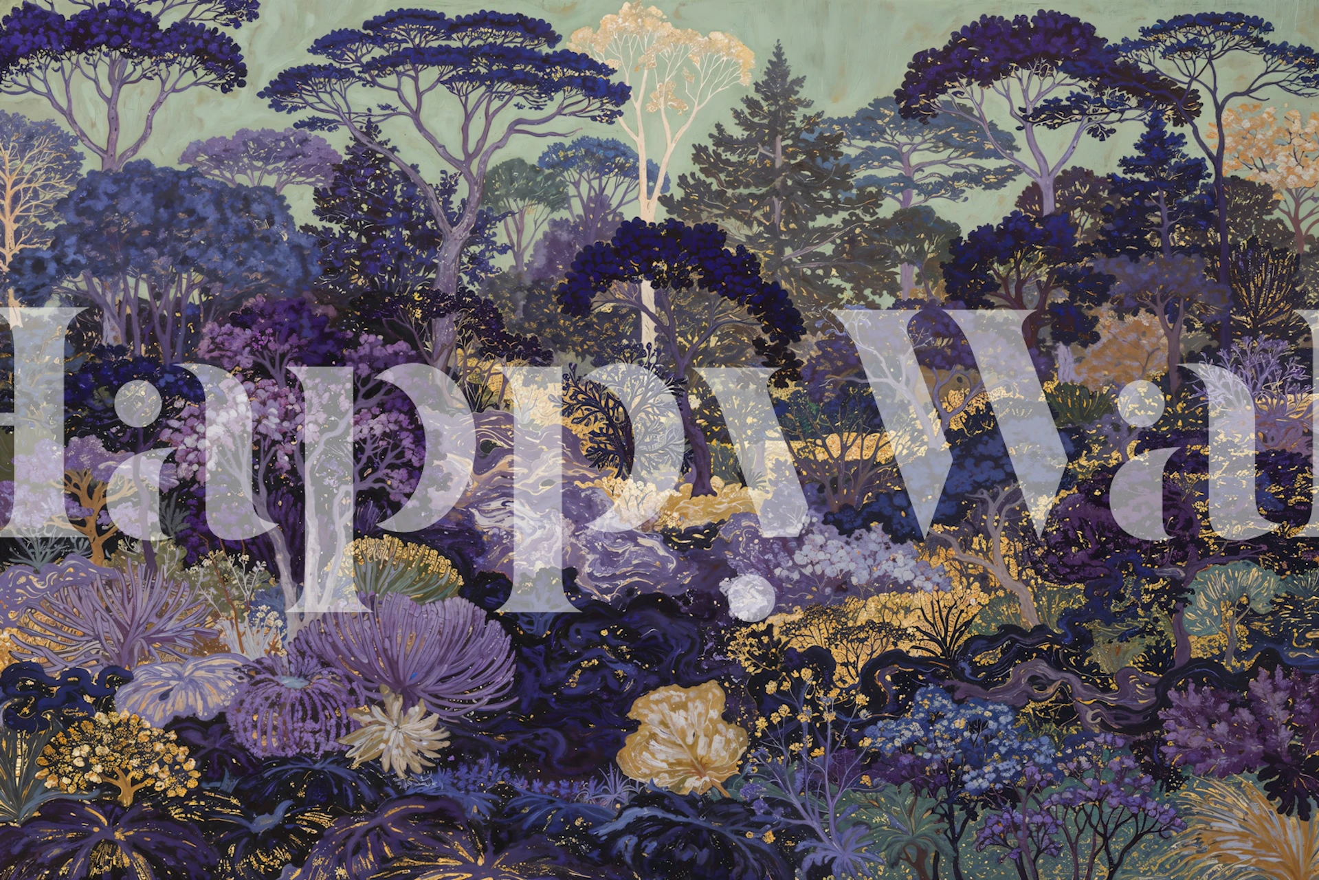 Mystic Night Garden Landscape wallpaper in a room