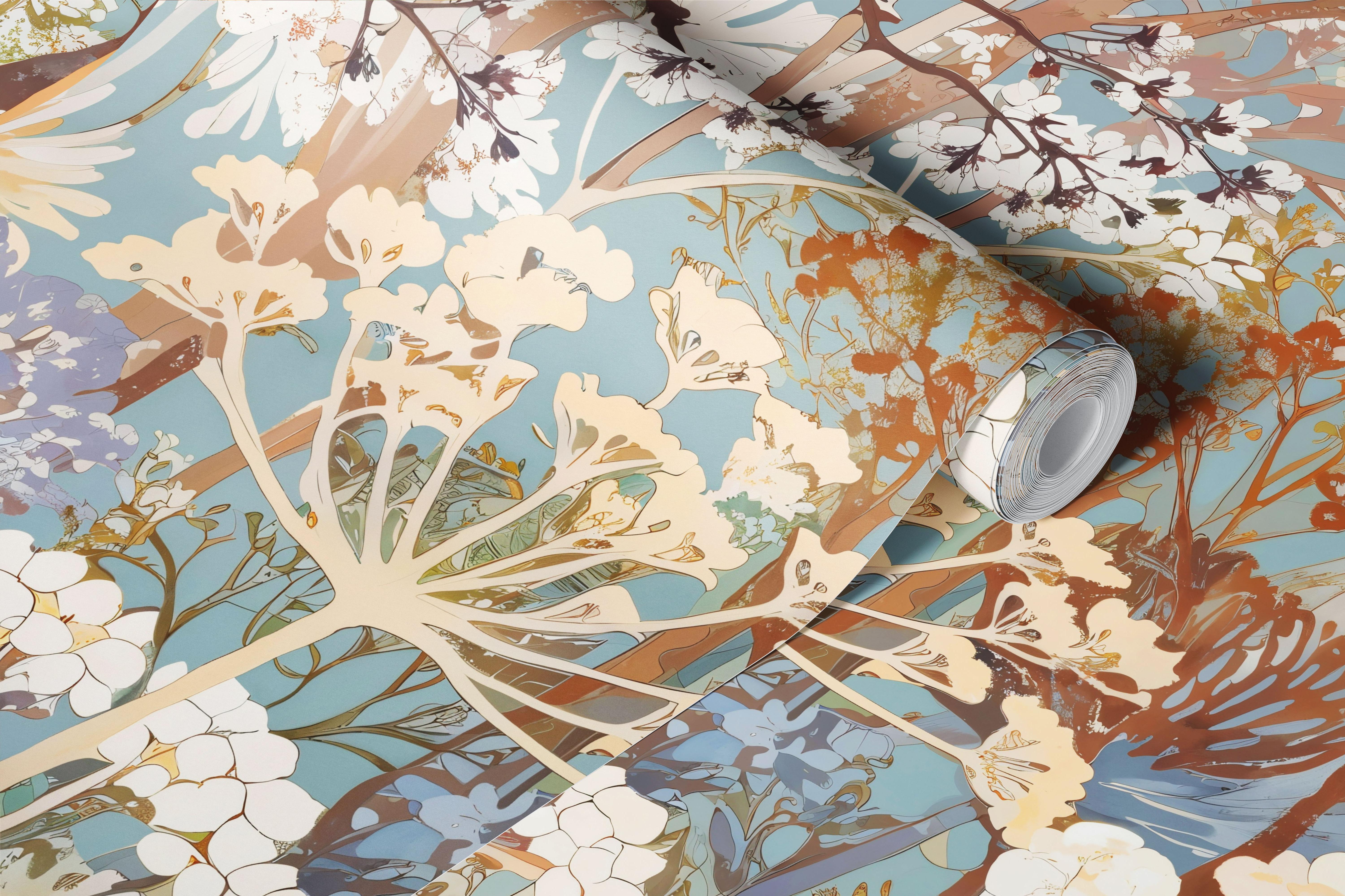 Delicate Meadow Botanicals wallpaper in a room