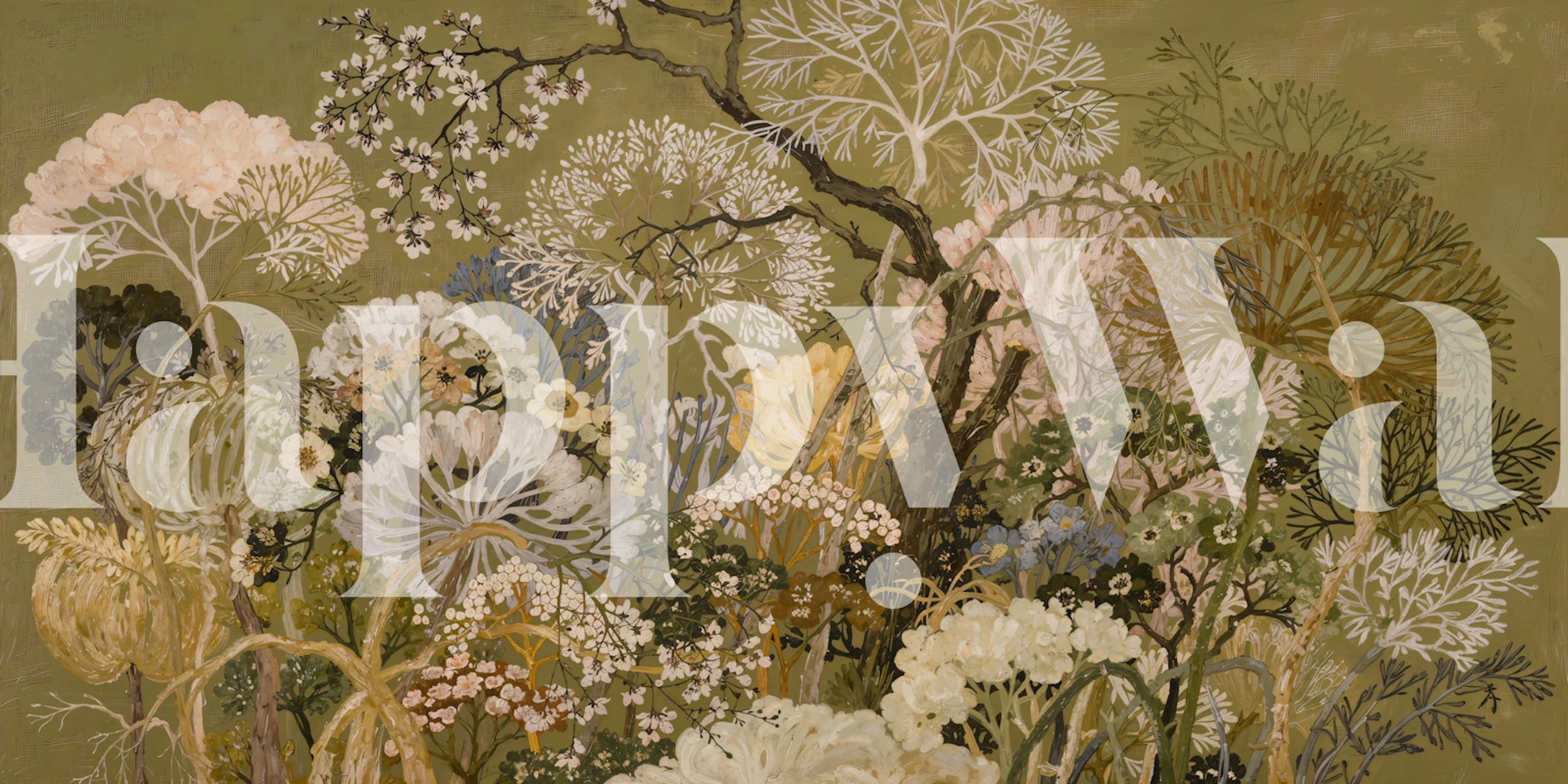 Vintage Meadow Botanicals wallpaper in a room