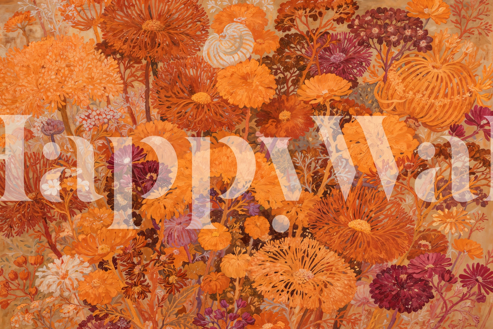 Burnt Orange Botanical Garden Wallpaper