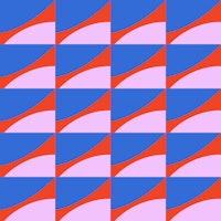 Geometric Bauhaus blue lilac red tapeet