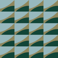 Geometric Bauhaus muted blue dark green gold tapet