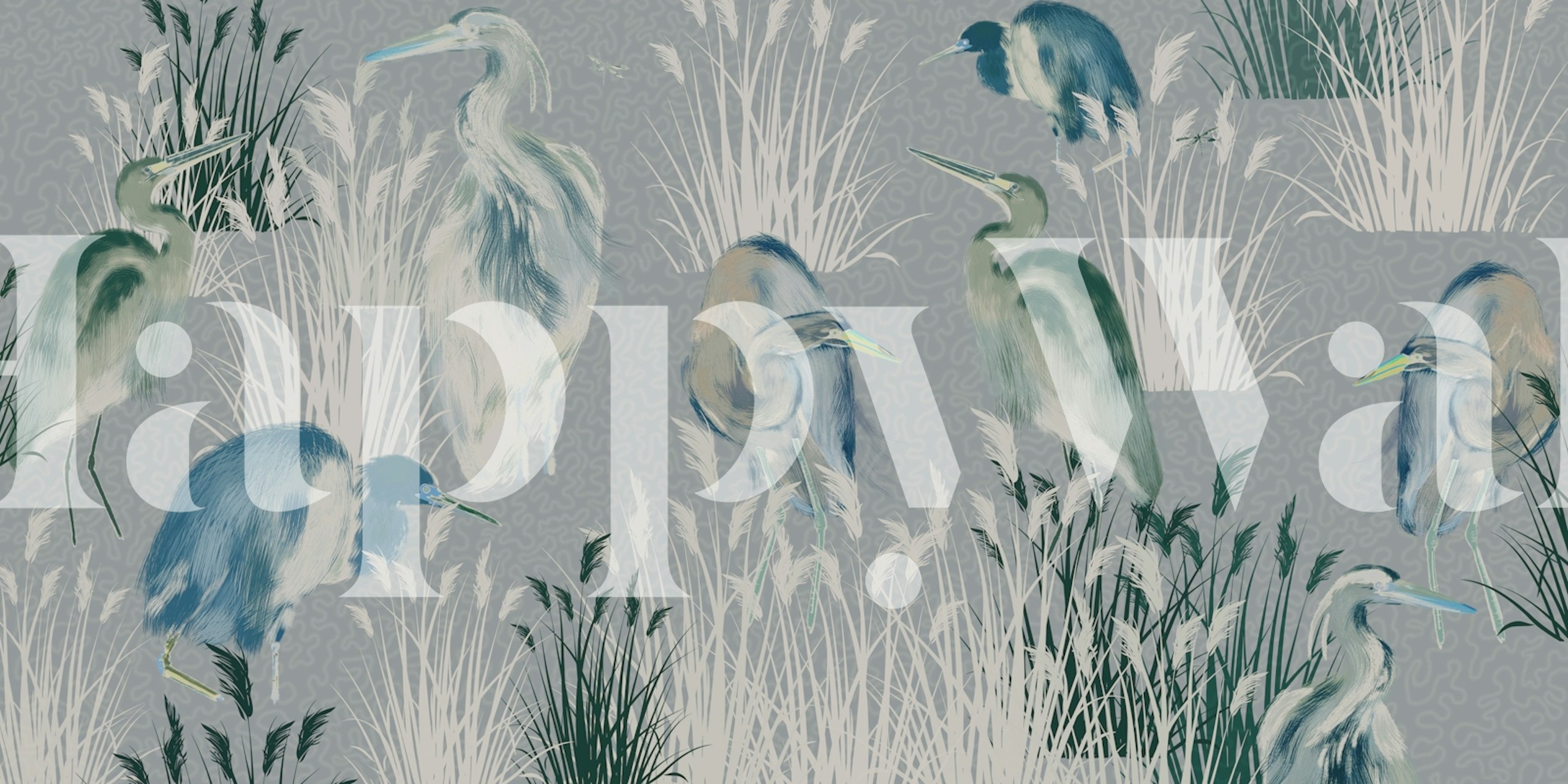 Lagoon Birds Textured tapet i ett rum