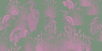 Lagoon Birds in Pink and Sage Green tapetit