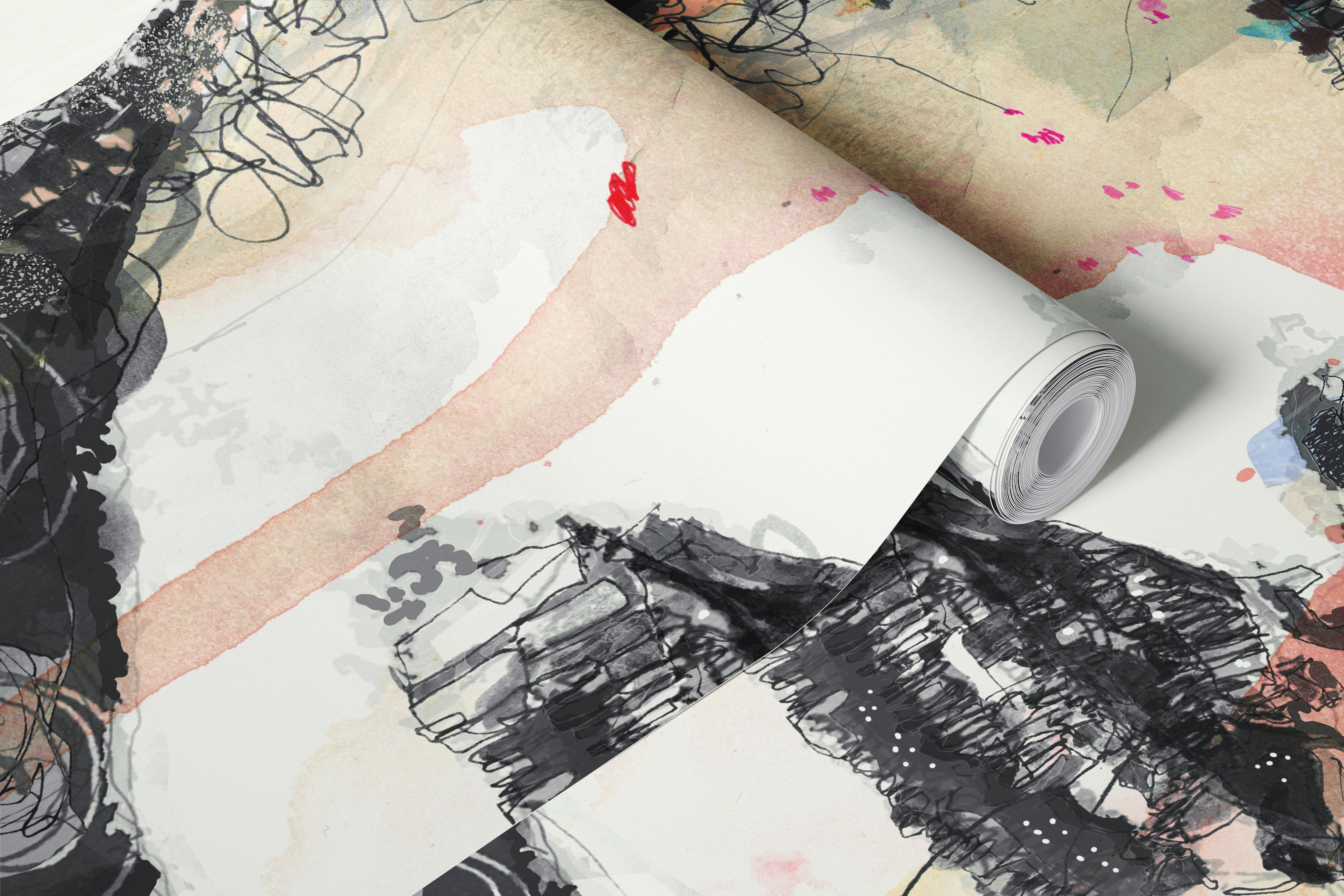 Artistic wallpaper design featuring a romantic portrait