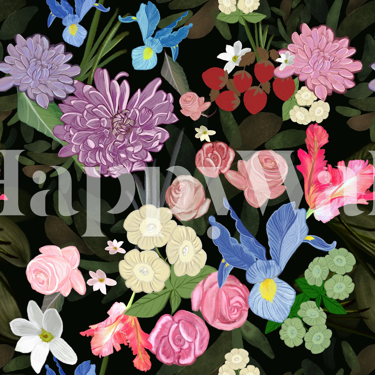 Moody Floral Bouquet wallpaper in a room