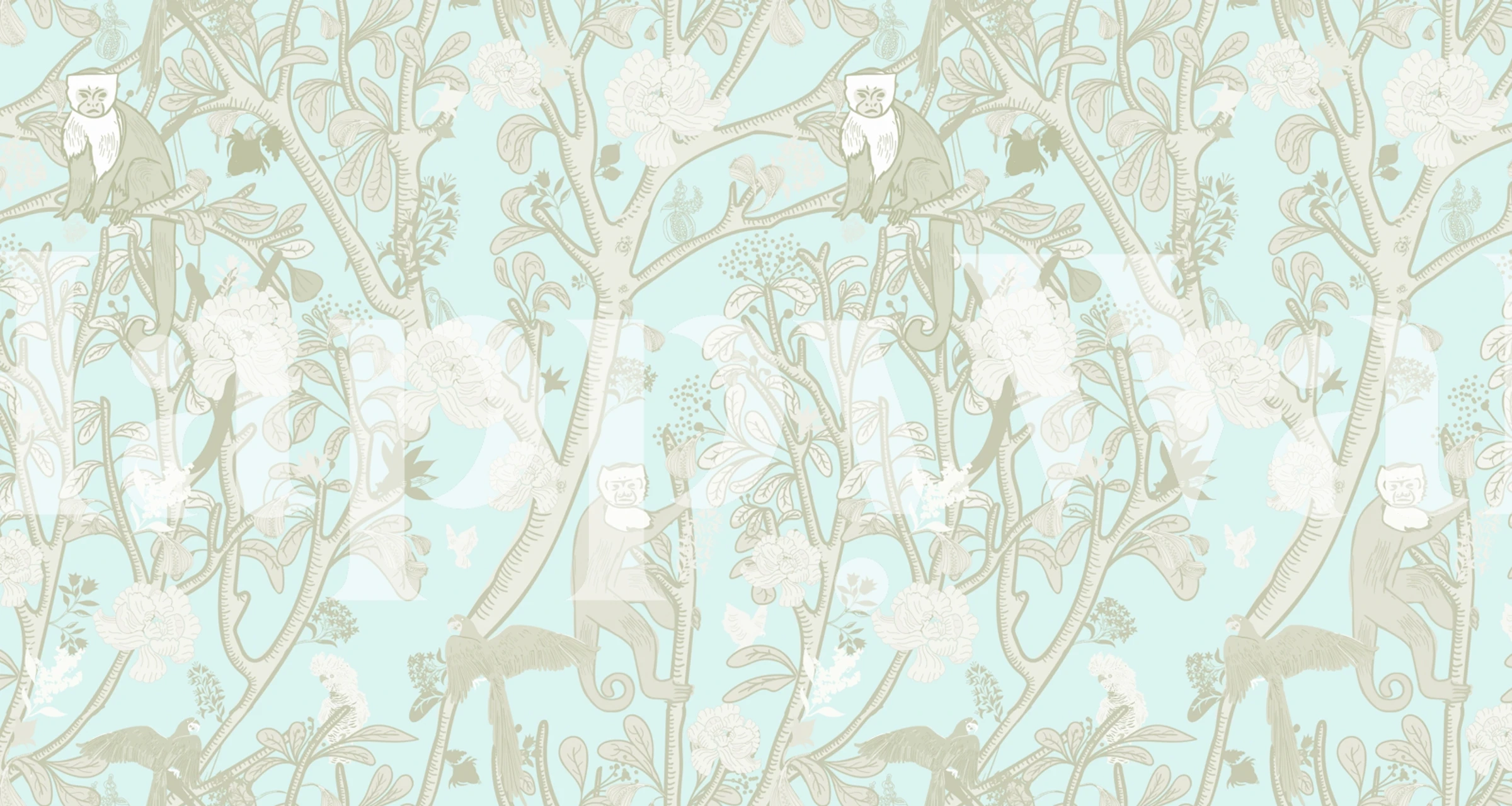 Papel de parede Pale blue capuchins em um cômodo