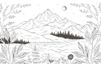 Mountain Line Art Landscape behang