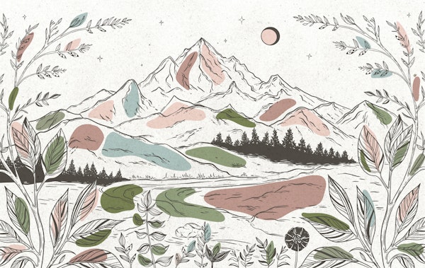 Boho Mountain Landscape Sketch