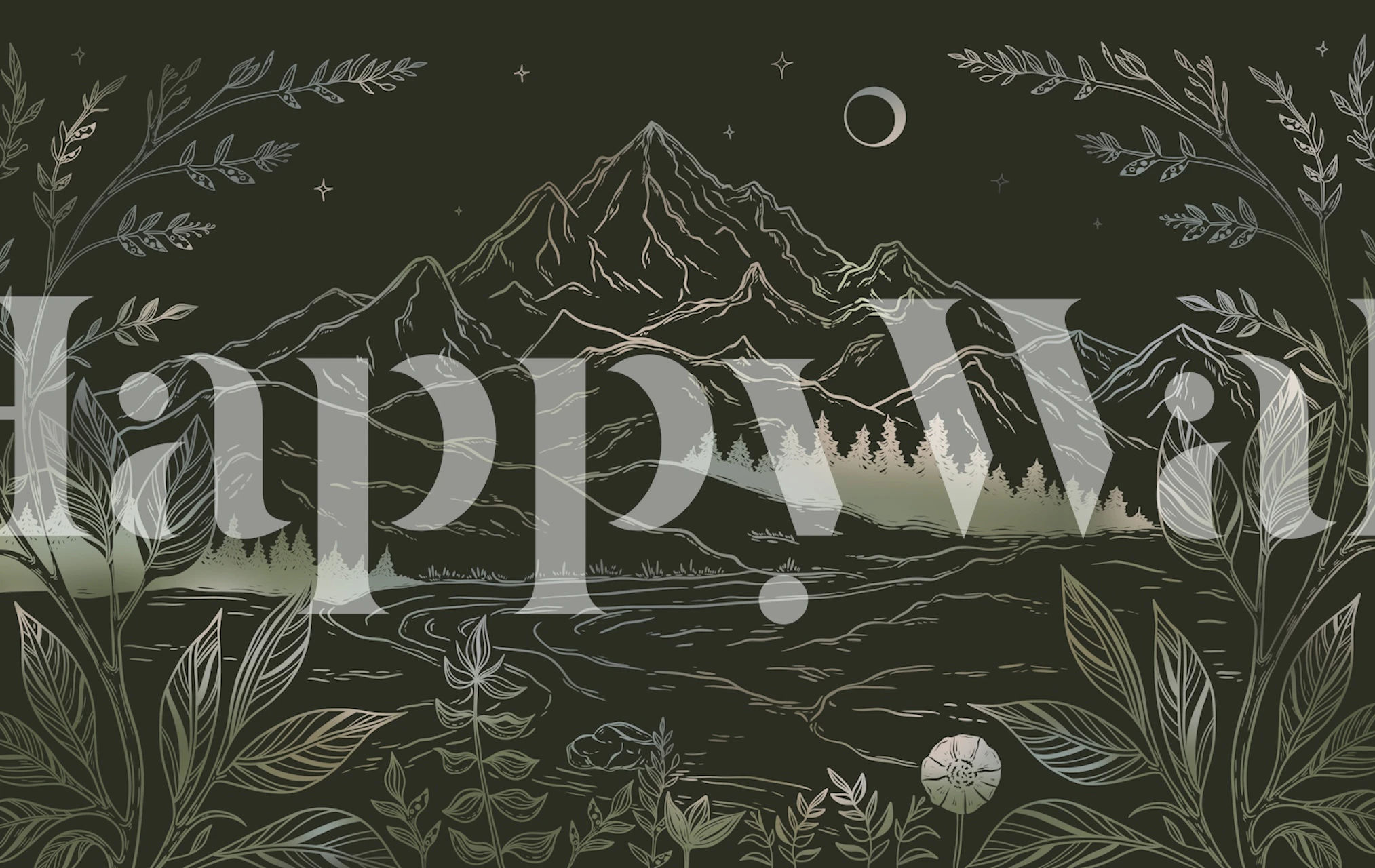 Night Sky Mountain Outline tapeta u sobi