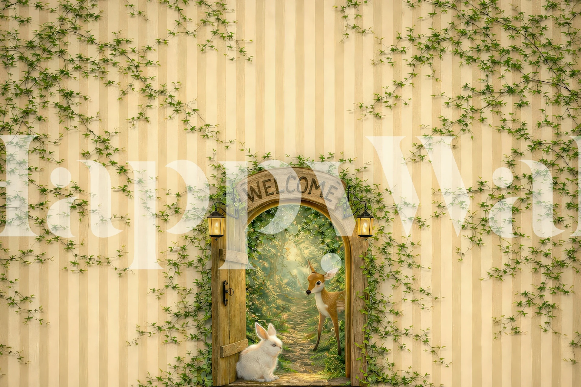 Enchanted forest doorway wallpaper in a room
