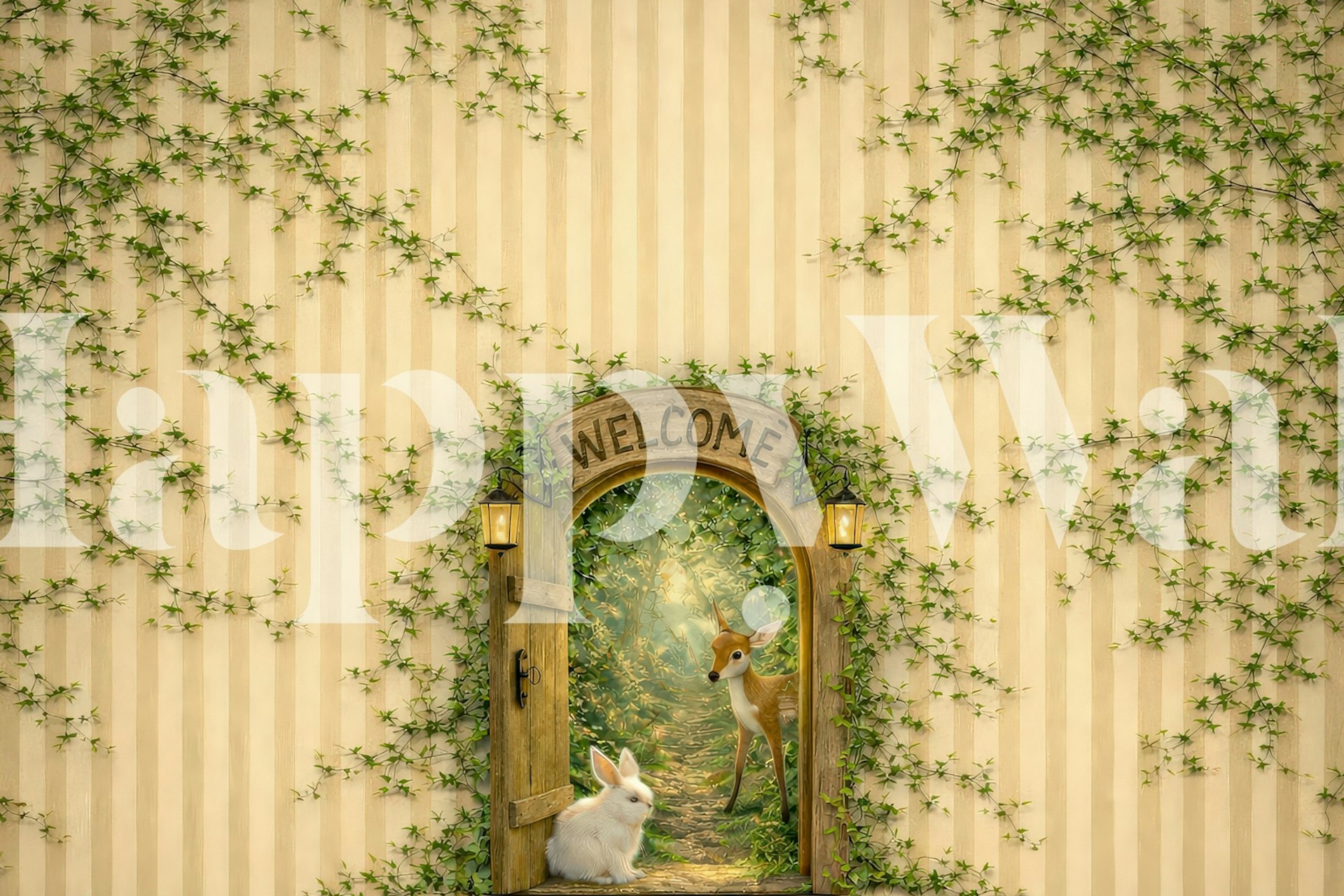 Enchanted forest doorway wallpaper in a room