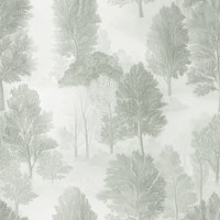 Sage Green Misty Forest Trees wallpaper