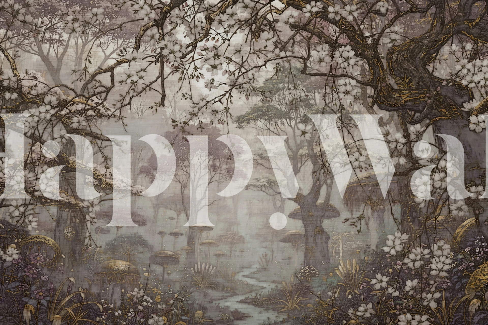 Miglaina ķiršu ziedu meža tapete istabā