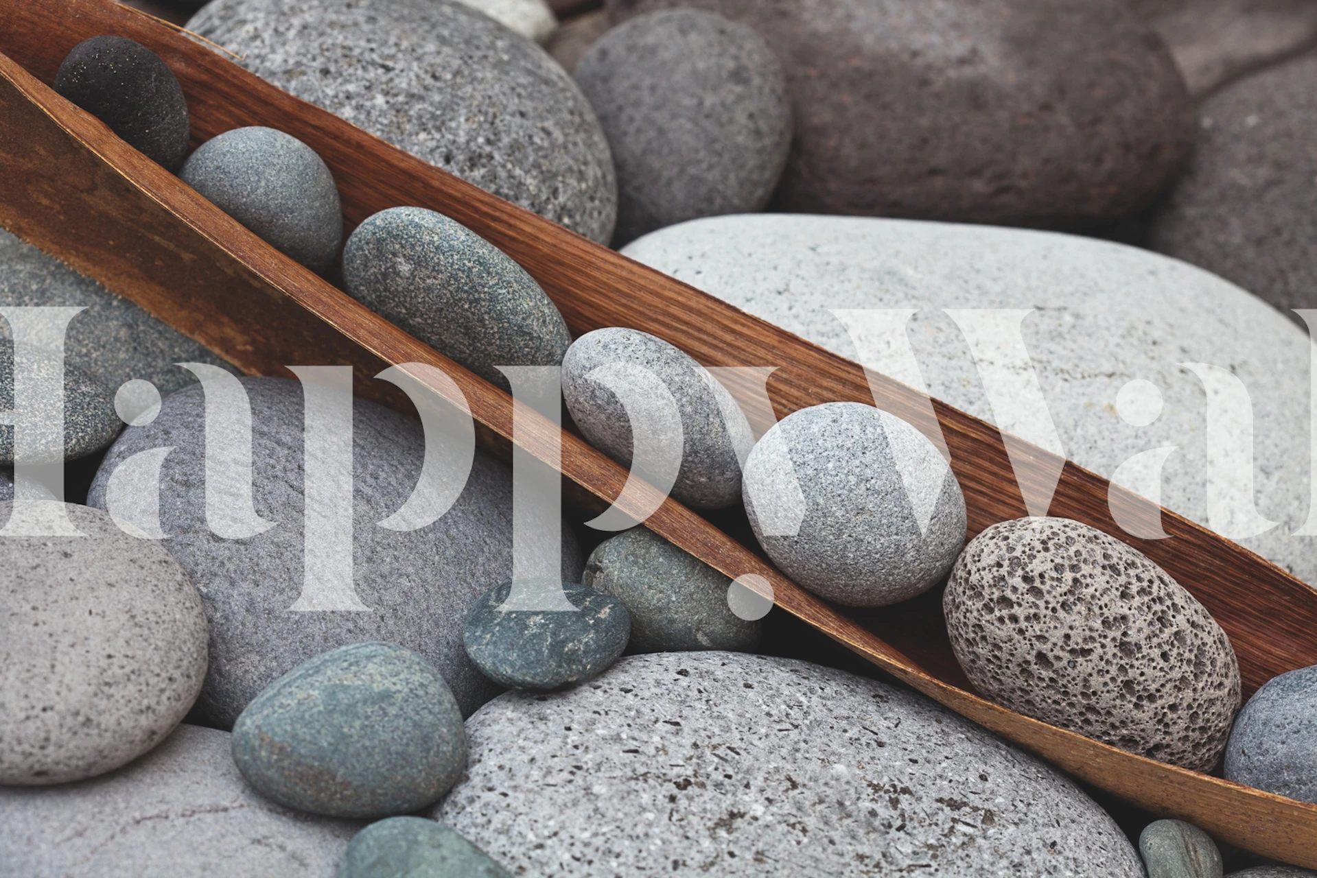 Grey pebble wallpaper in a room setting