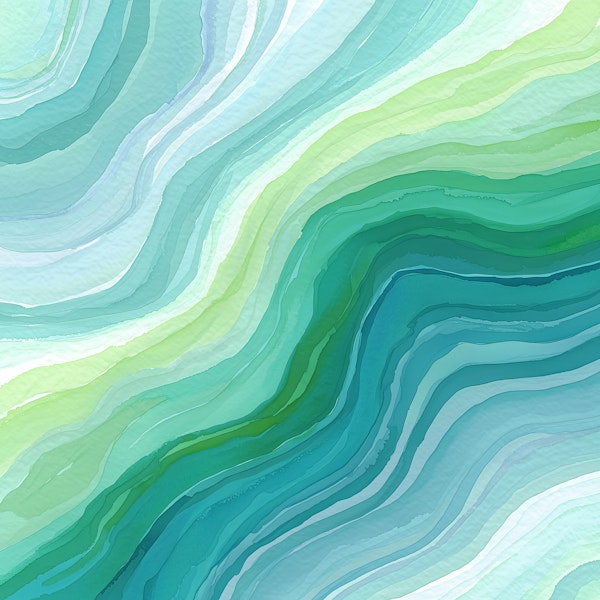 Aqua Agate Waves Watercolor