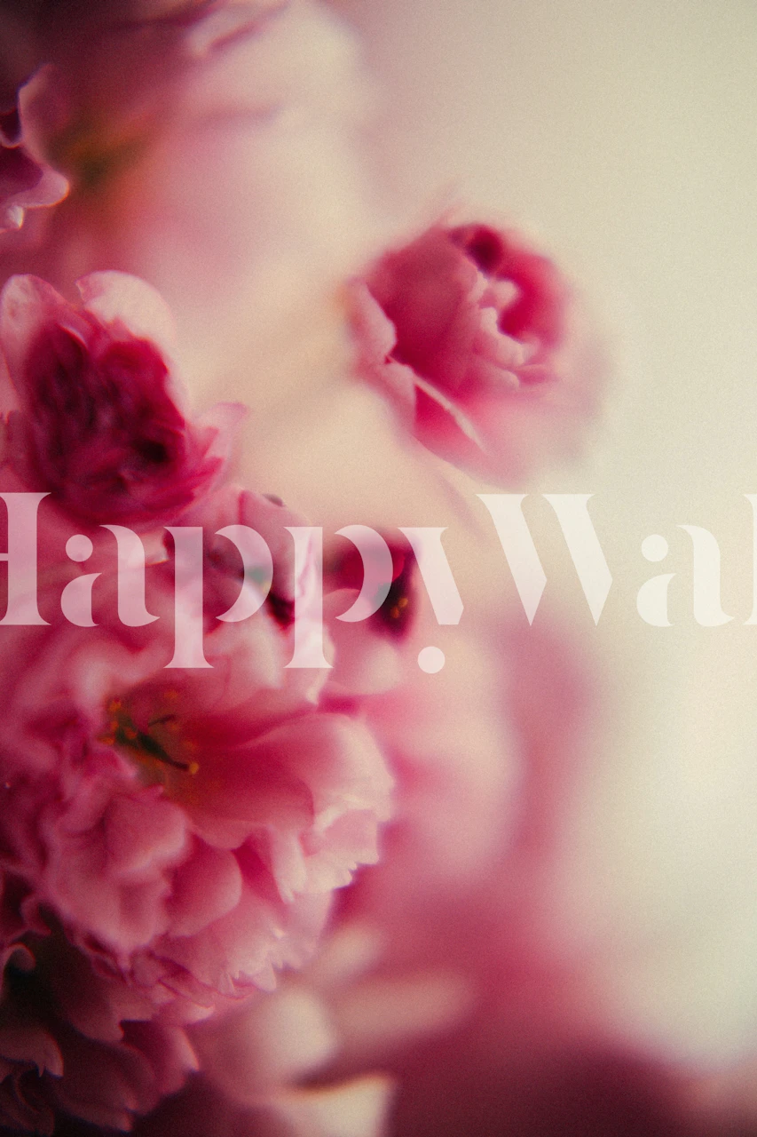 Delicate pink flower blossoms wallpaper in a room
