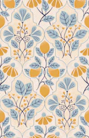 Mediterranean Lemon Grove Yellow Blue wallpaper